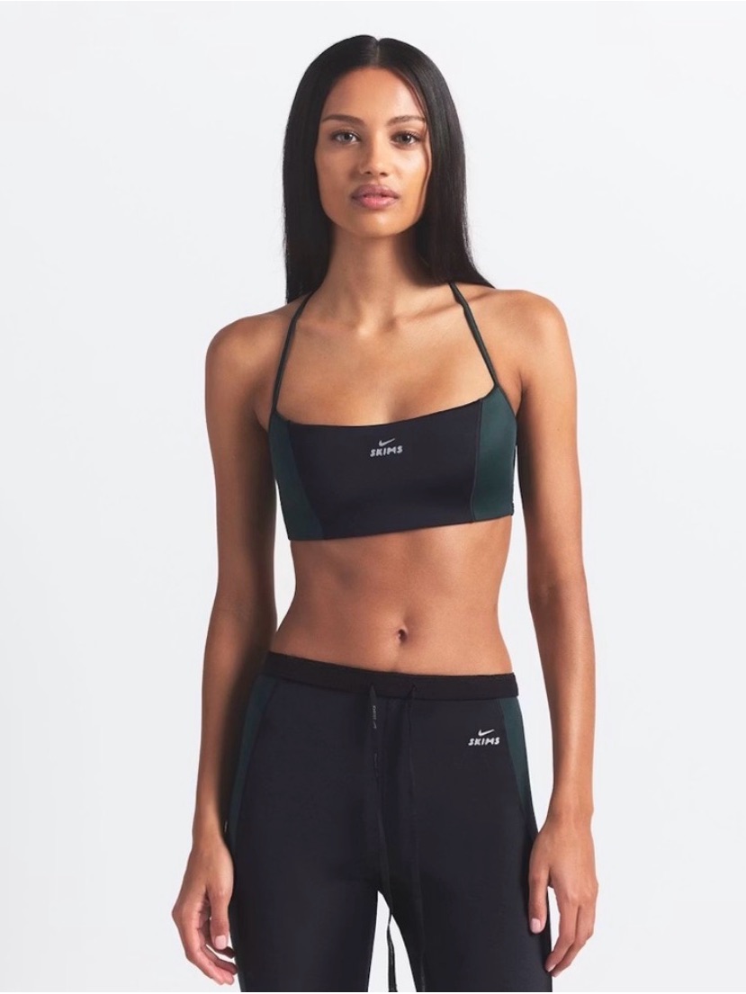 Skims Black Bralette With Dark Green Panels